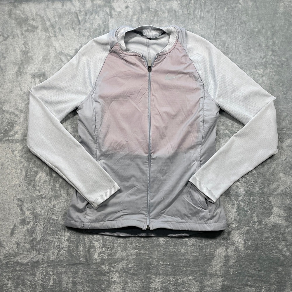 Nike Golf Hyperadapt Aerolayer Jacket Womens Small Grey Burgandy Lightweight